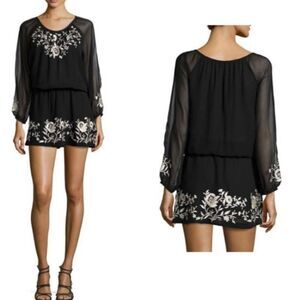 Joie Avanta Silk Mini Dress size XS Embroidered Blouson